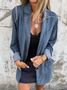 à Col Revers Manches Longues Régulier Plain Blouson pour Femmes