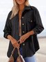 Col de Chemise Manches Longues Régulier Plain Chemise Blouson Blouson Jacquard pour Femmes