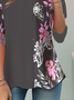 T-shirts Décontracté Bloc de Couleur Printemps / Automne Ample Manches Longues Col Rond Régulier Droit Régulier pour Femmes