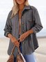 Col de Chemise Manches Longues Régulier Plain Chemise Blouson Blouson Jacquard pour Femmes