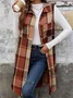 Sans Manches Régulier Plaid Gilet Boucle pour Femmes