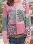T-shirts Femmes Décontracté Bloc de Couleur Printemps / Automne Quotidien Ample Jersey Manches Longues Col Rond Régulier
