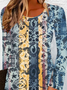 Femmes Ethnique Bleu Col Rond Confortable Mini Robe Décontracté