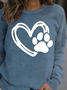 Sweat-shirts Décontracté Printemps / Automne Coeur/cordé Polyester Naturel Ample Manches Longues Régulier Droit pour Femmes