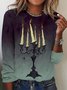 T-shirts Décontracté Printemps / Automne Toussaint Coupe Régulière Manches Longues Régulier Régulier Élasticité moyenne T.-N.-L. pour Femmes