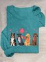 T-shirts Femmes Décontracté Printemps / Automne Coeur/cordé Quotidien Ample Col Rond Droit Régulier Oui