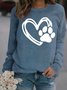 Sweat-shirts Décontracté Printemps / Automne Coeur/cordé Polyester Naturel Ample Manches Longues Régulier Droit pour Femmes