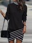 Femmes Contrasté Couture Couleur 1 Faux Col Confortable Robe Mi-Longue Décontracté