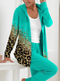 Deux Pièces Ensembles Décontracté Printemps / Automne Motif Léopard Polyester Naturel Quotidien Manteau avec Pantalons Régulier T.-N.-L. pour Femmes