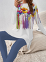Deux Pièces Ensembles Femmes Décontracté Floral Printemps / Automne Naturel Ample Jersey Manches Longues Top Avec Pantalons Régulier