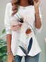T-shirts Femmes Décontracté Floral Printemps / Automne Aucune élasticité Quotidien Jersey Toussaint Droit Régulier