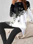 Deux Pièces Ensembles Femmes Décontracté Printemps / Automne Papillon Naturel Ample Manches Longues Col Rond Top Avec Pantalons Droit