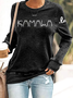 Sweat-shirts Décontracté Printemps / Automne Lettres de texte Micro-élasticité Coupe Régulière Manches Longues Col Rond Régulier Droit pour Femmes