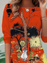 T-shirts Femmes Décontracté Printemps / Automne Toussaint Aucune élasticité Jersey Toussaint Manches Longues Régulier Non