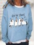 Sweat-shirts Décontracté Printemps / Automne Toussaint Quotidien Manches Longues en Mélangé de Coton Régulier Droit Régulier pour Femmes