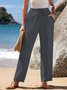 Pantalons Femmes Décontracté Plain Printemps / Automne Polyester Aucune élasticité Cordon de Serrage Taille Élastique Pantalon droit Droit