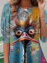 T-shirts Décontracté Imprimé d'Animal Printemps / Automne Aucune élasticité Ample Jersey Manches Longues Droit Non pour Femmes