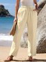 Pantalons Femmes Décontracté Plain Printemps / Automne Polyester Aucune élasticité Cordon de Serrage Taille Élastique Pantalon droit Droit