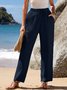 Pantalons Femmes Décontracté Plain Printemps / Automne Polyester Aucune élasticité Cordon de Serrage Taille Élastique Pantalon droit Droit