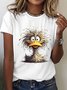 T-shirts Femmes Décontracté Imprimé d'Animal Été Coton Ample Manches Courtes Droit Élasticité moyenne Oui
