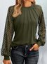 T-shirts Femmes Décontracté Plain Printemps / Automne Quotidien Dentelle Manches Longues Col Rond Élasticité moyenne Non
