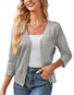 Cardigans Décontracté Plain Printemps / Automne Polyester Coupe Régulière Manches Longues Cache-cœur Régulier Élasticité moyenne pour Femmes