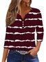 T-shirts Décontracté Printemps / Automne Abstrait Rayé Ample Jersey Manches trois quarts Régulier Régulier Non pour Femmes