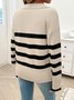 Pulls Femmes Rayé Décontracté Printemps / Automne Naturel Coupe Régulière Laine/Tricot Régulier Élasticité moyenne Col de Chemise