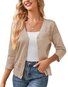 Cardigans Décontracté Plain Printemps / Automne Polyester Coupe Régulière Manches Longues Cache-cœur Régulier Élasticité moyenne pour Femmes