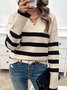 Pulls Femmes Rayé Décontracté Printemps / Automne Naturel Coupe Régulière Laine/Tricot Régulier Élasticité moyenne Col de Chemise