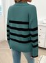 Pulls Femmes Rayé Décontracté Printemps / Automne Naturel Coupe Régulière Laine/Tricot Régulier Élasticité moyenne Col de Chemise