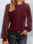 T-shirts Femmes Décontracté Plain Printemps / Automne Quotidien Dentelle Manches Longues Col Rond Élasticité moyenne Non