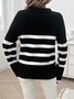 Pulls Femmes Rayé Décontracté Printemps / Automne Naturel Coupe Régulière Laine/Tricot Régulier Élasticité moyenne Col de Chemise