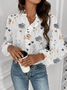 Chemisiers1 Femmes Décontracté Floral Printemps / Automne Polyester Aucune élasticité Ample Manches Longues Péplum Droit