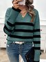 Pulls Femmes Rayé Décontracté Printemps / Automne Naturel Coupe Régulière Laine/Tricot Régulier Élasticité moyenne Col de Chemise