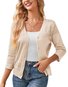 Cardigans Décontracté Plain Printemps / Automne Polyester Coupe Régulière Manches Longues Cache-cœur Régulier Élasticité moyenne pour Femmes