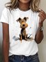 T-shirts Femmes Décontracté Été Chien Coton Quotidien Manches Courtes Col Rond Régulier Élasticité moyenne
