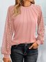 T-shirts Femmes Décontracté Plain Printemps / Automne Quotidien Dentelle Manches Longues Col Rond Élasticité moyenne Non