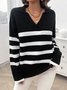 Pulls Femmes Rayé Décontracté Printemps / Automne Naturel Coupe Régulière Laine/Tricot Régulier Élasticité moyenne Col de Chemise