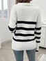 Pulls Femmes Rayé Décontracté Printemps / Automne Naturel Coupe Régulière Laine/Tricot Régulier Élasticité moyenne Col de Chemise