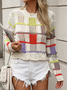 Pulls Décontracté Plain Printemps / Automne Micro-élasticité Quotidien Manches Longues Col Rond Fil/fil de laine Régulier pour Femmes