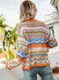 Cardigans Femmes Rayé Décontracté Hiver Micro-élasticité Quotidien Ample Laine/Tricot Régulier Droit