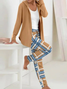 Deux Pièces Ensembles Femmes Décontracté Printemps / Automne Plaid Sweat-shirt à Capuche Quotidien Ample Droit Régulier T.-N.-L.