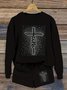 Deux Pièces Ensembles Femmes Décontracté Printemps / Automne Jésus Copie Naturel Micro-élasticité Quotidien Ample Manches Longues Top Avec Pantalons