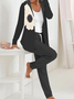 Deux Pièces Ensembles Femmes Décontracté Floral Printemps / Automne Polyester Sweat-shirt à Capuche Ample Manteau avec Pantalons Droit Régulier