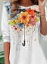 T-shirts Décontracté Floral Printemps / Automne Aucune élasticité Ample Jersey Manches Longues Régulier Régulier pour Femmes