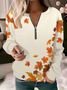 Sweat-shirts Décontracté Floral Printemps / Automne Polyester Naturel Manches Longues Droit Régulier T.-N.-L. pour Femmes
