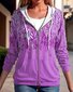 Manches Longues Régulier Feuille Blouson Zip pour Femmes