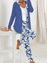 Deux Pièces Ensembles Décontracté Floral Printemps / Automne Sweat-shirt à Capuche Micro-élasticité Ample Manches Longues Droit T.-N.-L. pour Femmes