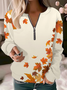Sweat-shirts Décontracté Floral Printemps / Automne Polyester Naturel Manches Longues Droit Régulier T.-N.-L. pour Femmes